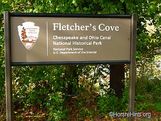 Image: CopyrightHorseHints.org/Fletcher's Cove Sign before going into tunnel area.